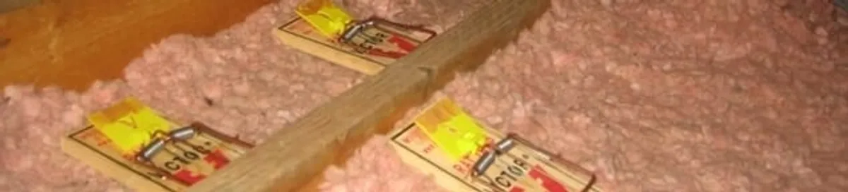 Mouse traps placed in an attic for rodent control in Dover, DE